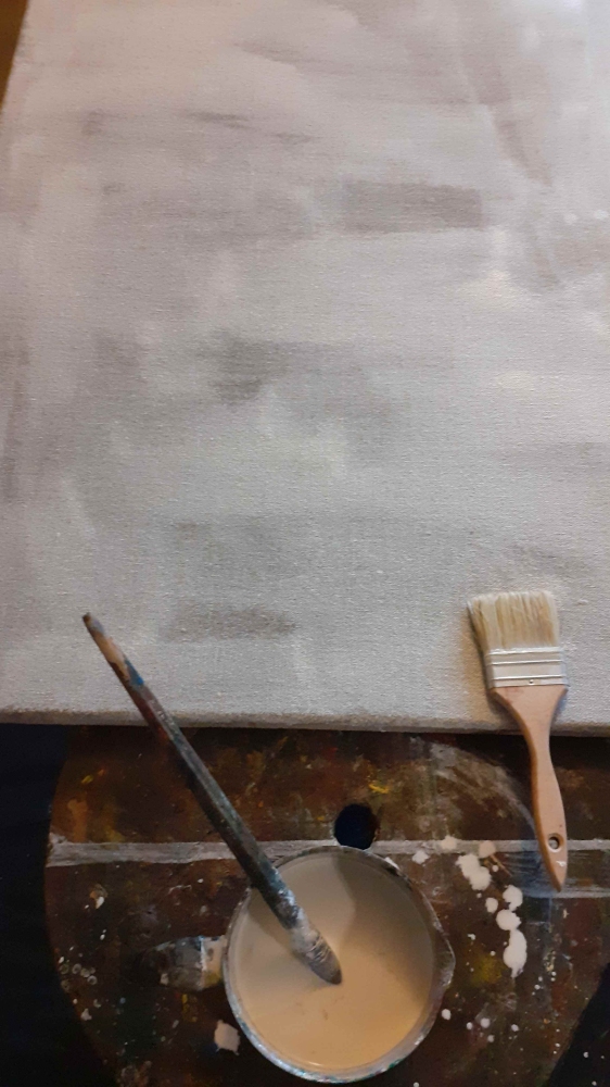 Gruntowanie płótna, zaprawa półolejna