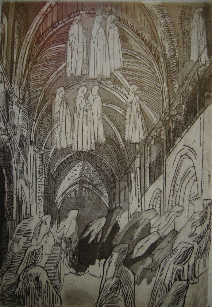 R. Oramus, Katedra II, 2010, akwaforta, akwatinta