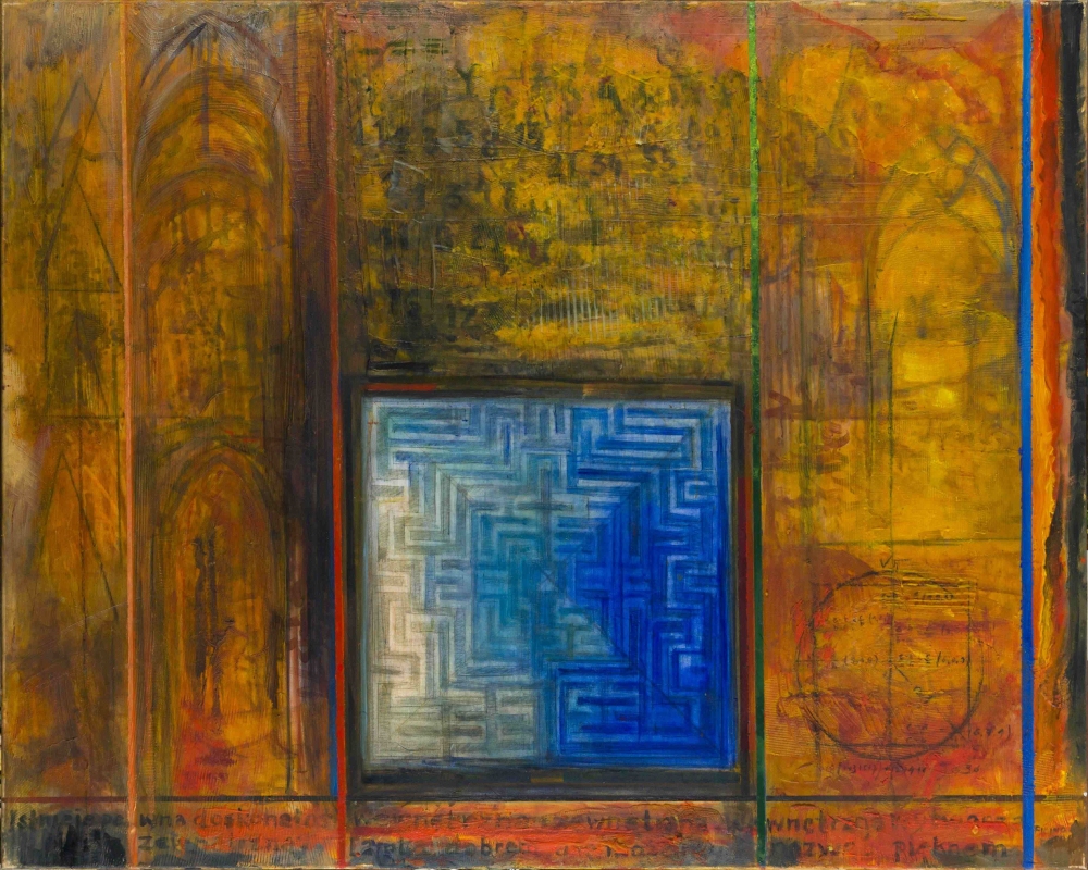 R.Oramus, Ślady IV, 2022-2024; akryl, olej, wosk/ płótno